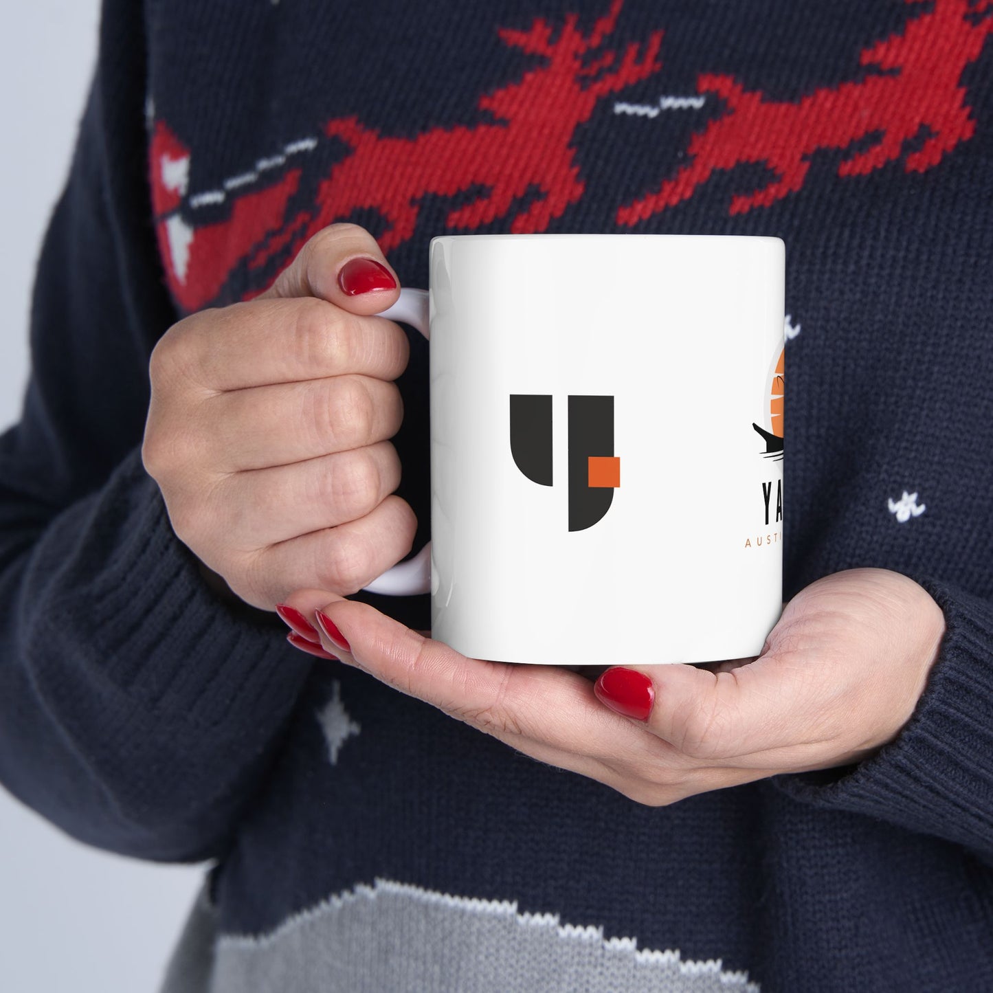 🎣 “Sip Happens in Austin” Ceramic Mug – Perfect for Anglers, Coffee Lovers & Anyone Who Runs on Queso and Caffeine ☕🌮, YARNA Design, 11oz & 15oz