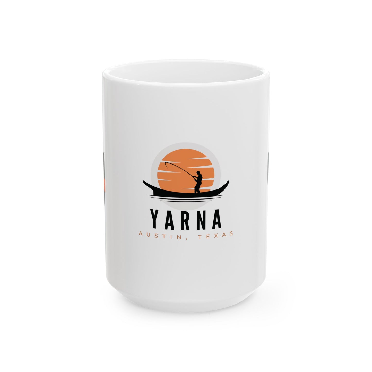 🎣 “Sip Happens in Austin” Ceramic Mug – Perfect for Anglers, Coffee Lovers & Anyone Who Runs on Queso and Caffeine ☕🌮, YARNA Design, 11oz & 15oz