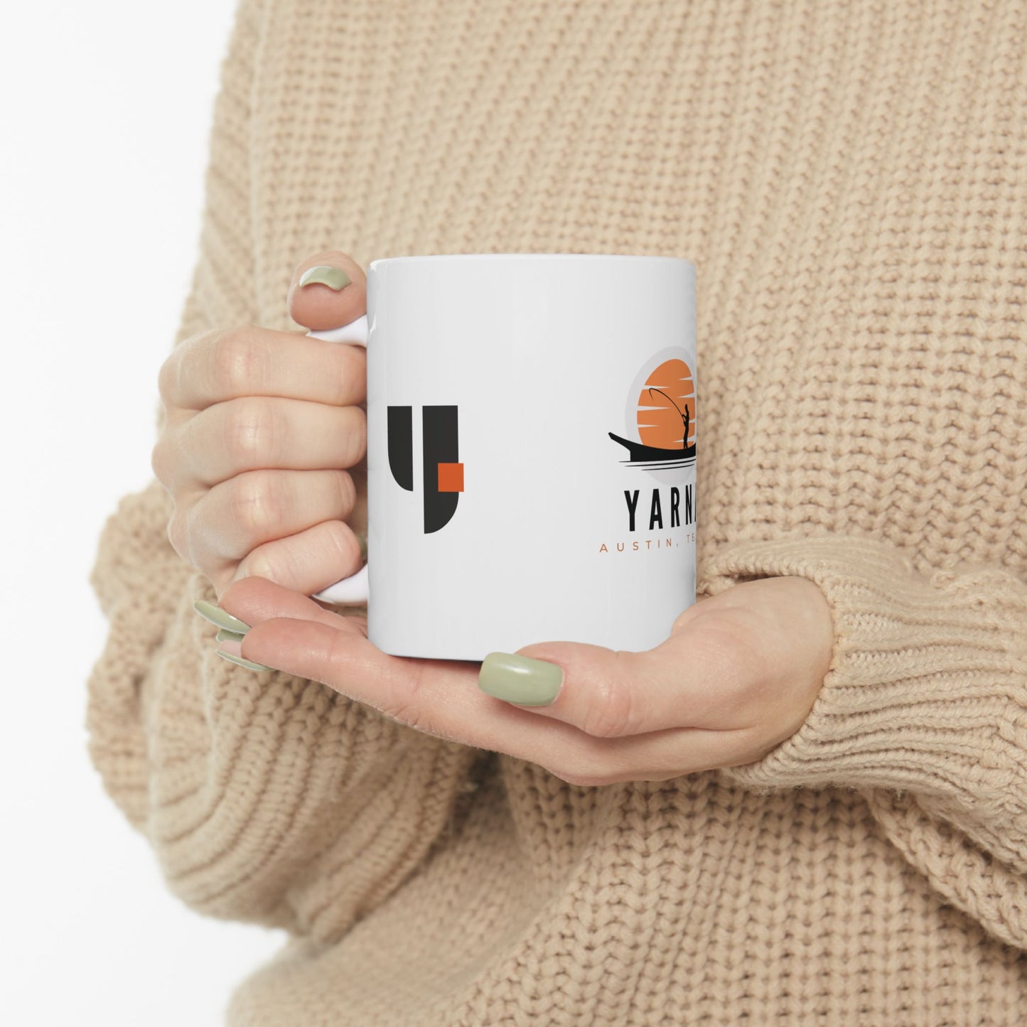 🎣 “Sip Happens in Austin” Ceramic Mug – Perfect for Anglers, Coffee Lovers & Anyone Who Runs on Queso and Caffeine ☕🌮, YARNA Design, 11oz & 15oz