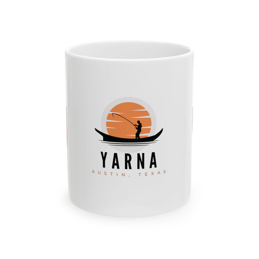 🎣 “Sip Happens in Austin” Ceramic Mug – Perfect for Anglers, Coffee Lovers & Anyone Who Runs on Queso and Caffeine ☕🌮, YARNA Design, 11oz & 15oz